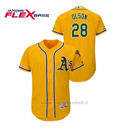 Maglia Baseball Uomo Oakland Athletics Matt Olson 150th Aniversario Patch Autentico Flex Base Or
